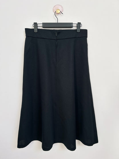 70s black flared mid-length skirt Size 40