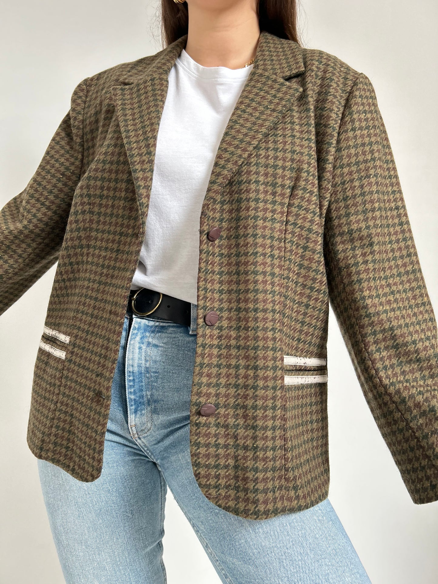 Blazer en tweed vert vintage Taille 40