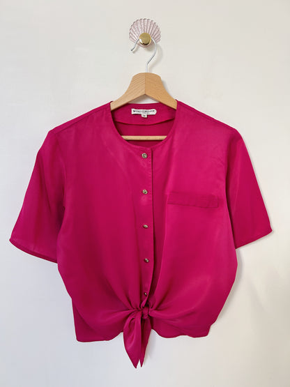 Chemise rose métallisée noire 90s Taille 36/38