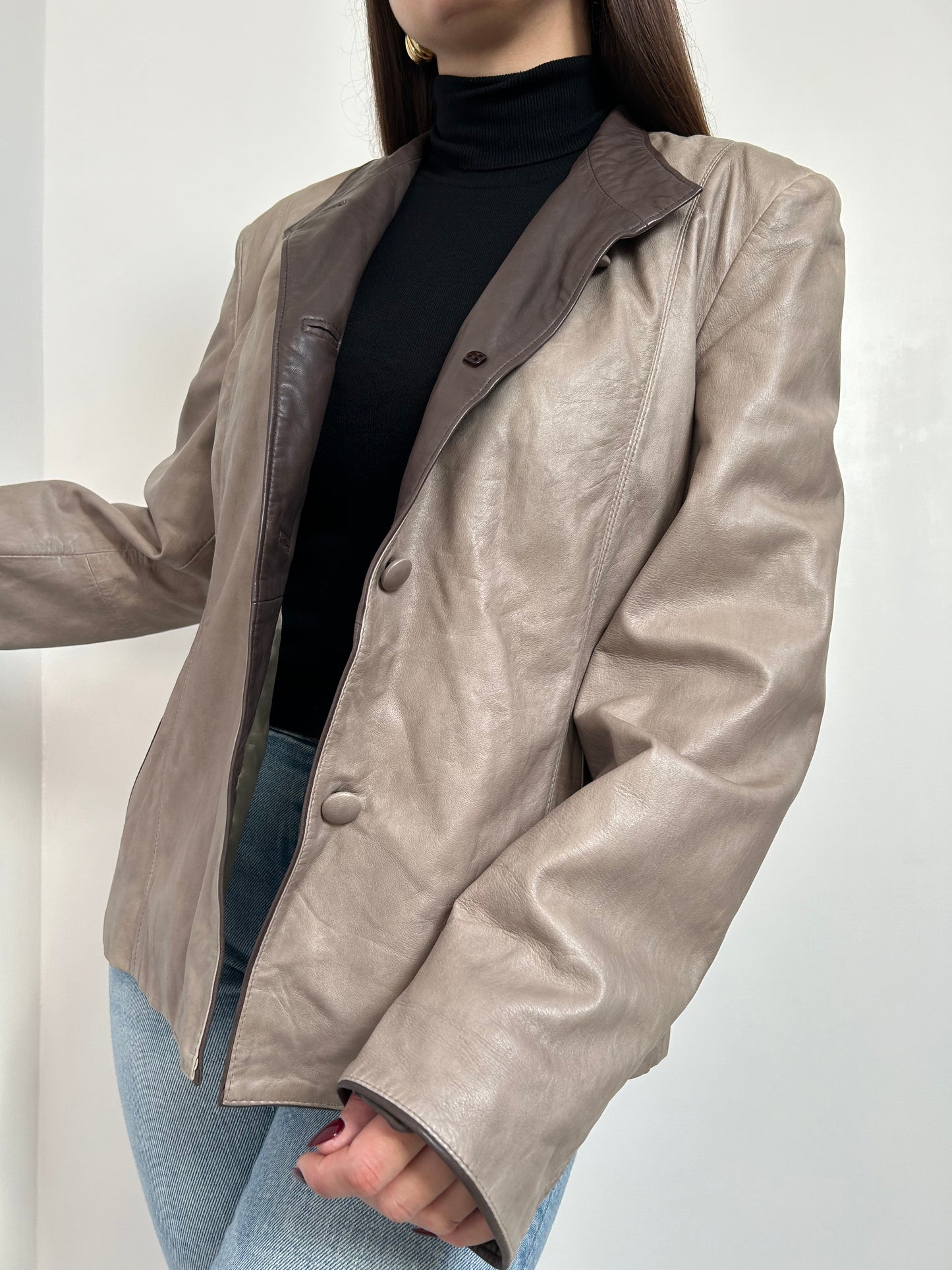 Veste en cuir beige 90s Taille 40