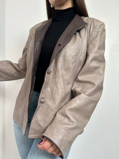 Veste en cuir beige 90s Taille 40