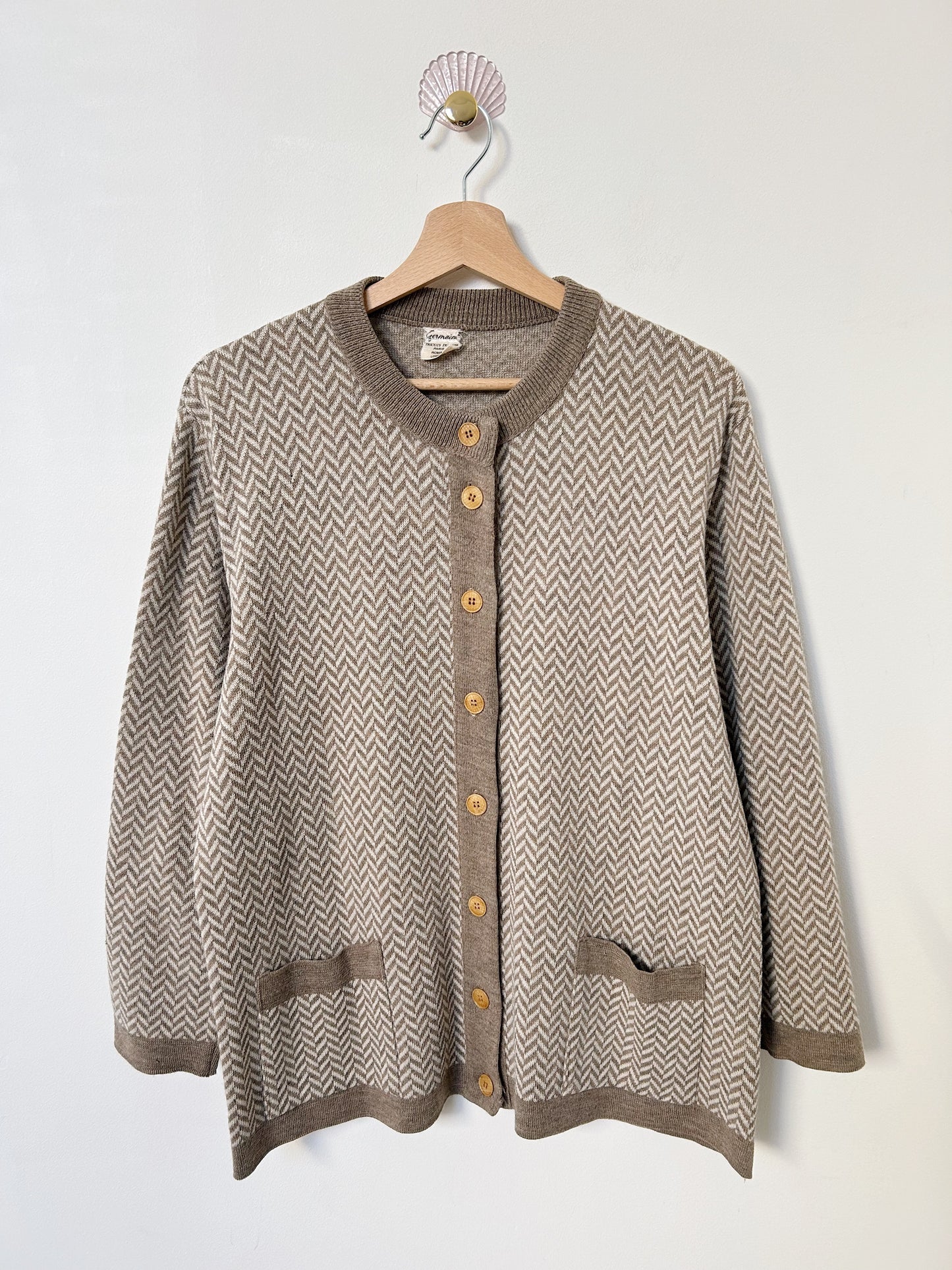 Cardigan à motifs beige vintage Taille 40/42