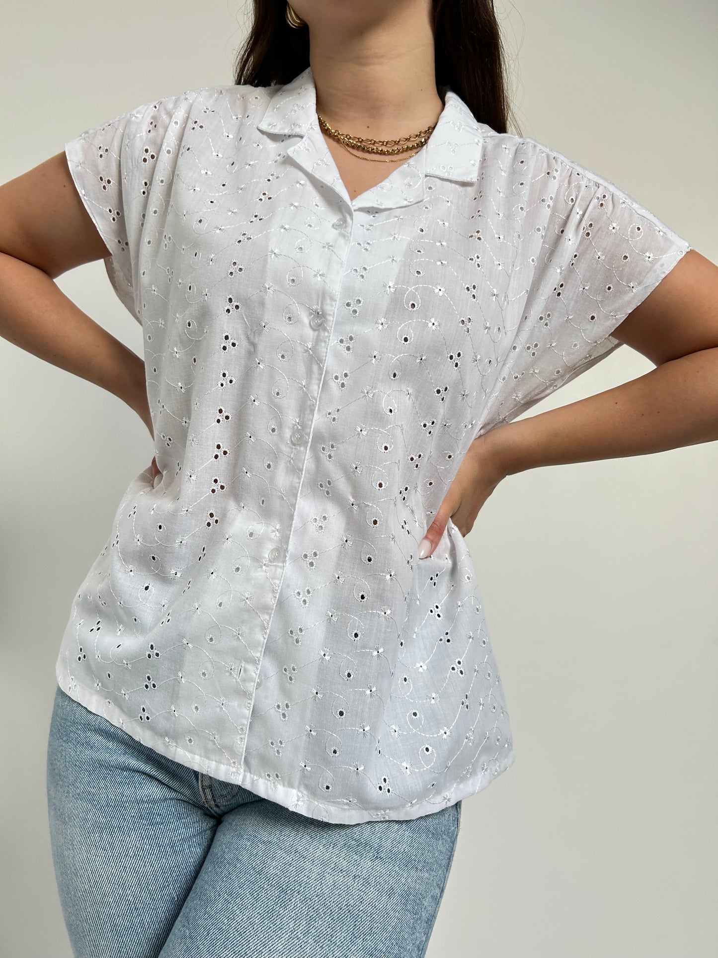 Chemise à broderie anglaise vintage Taille 40/42