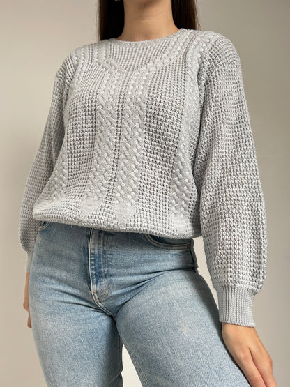 Pull effet crochet bleu clair 80s Taille 40