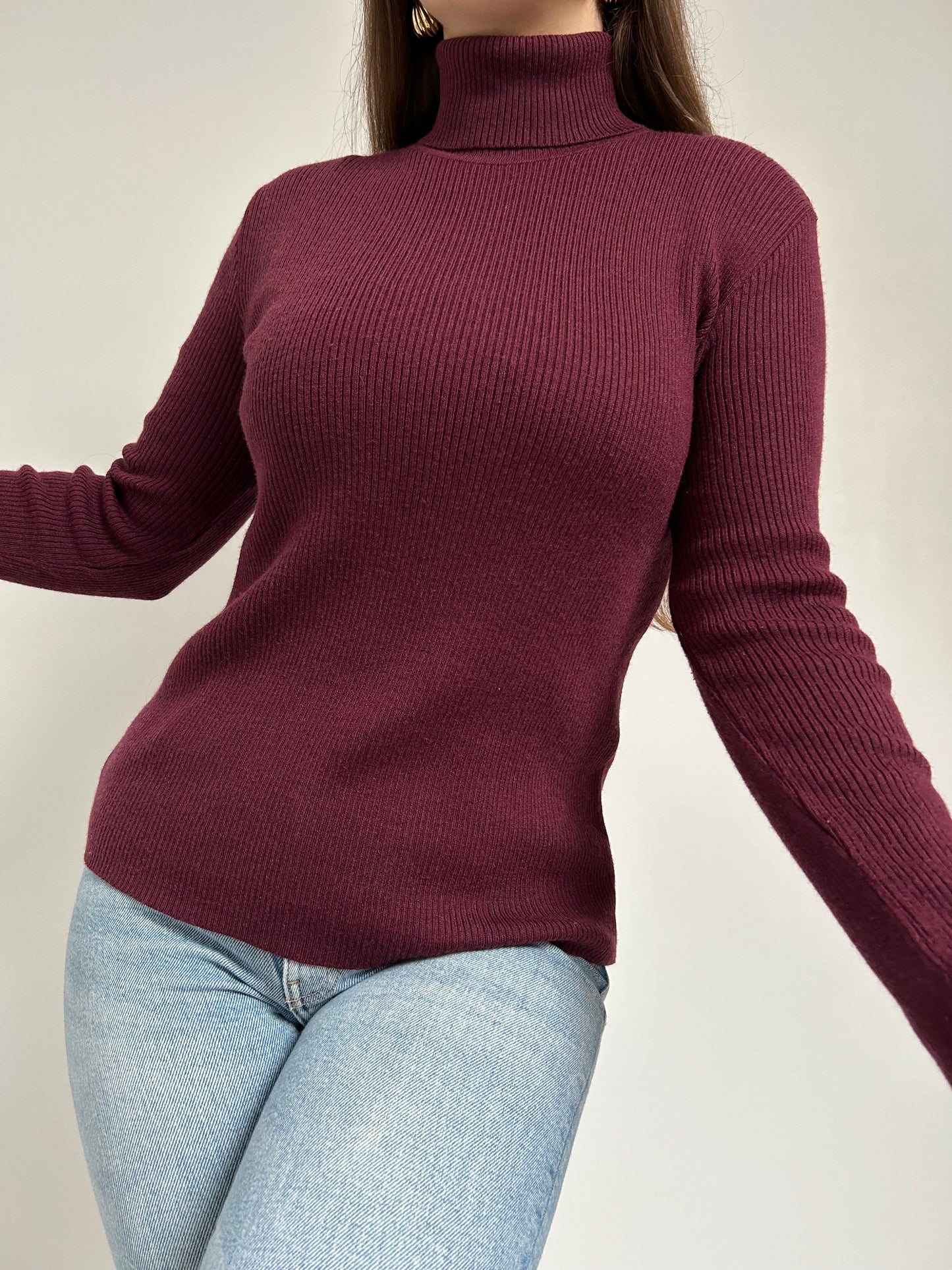 Pull col roulé bordeaux 90s Taille 36/38