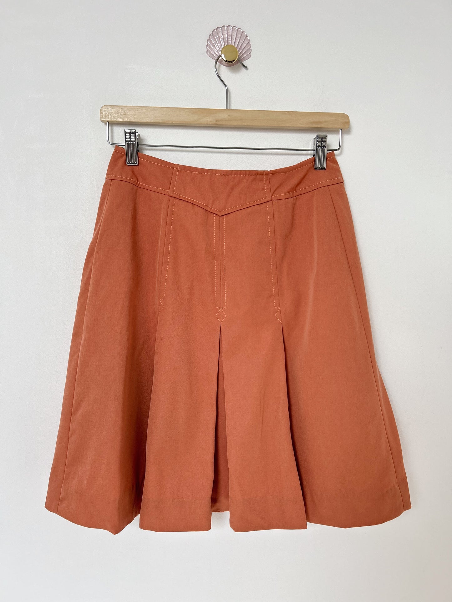 70s Coral Asymmetrical Button Skirt Size 34