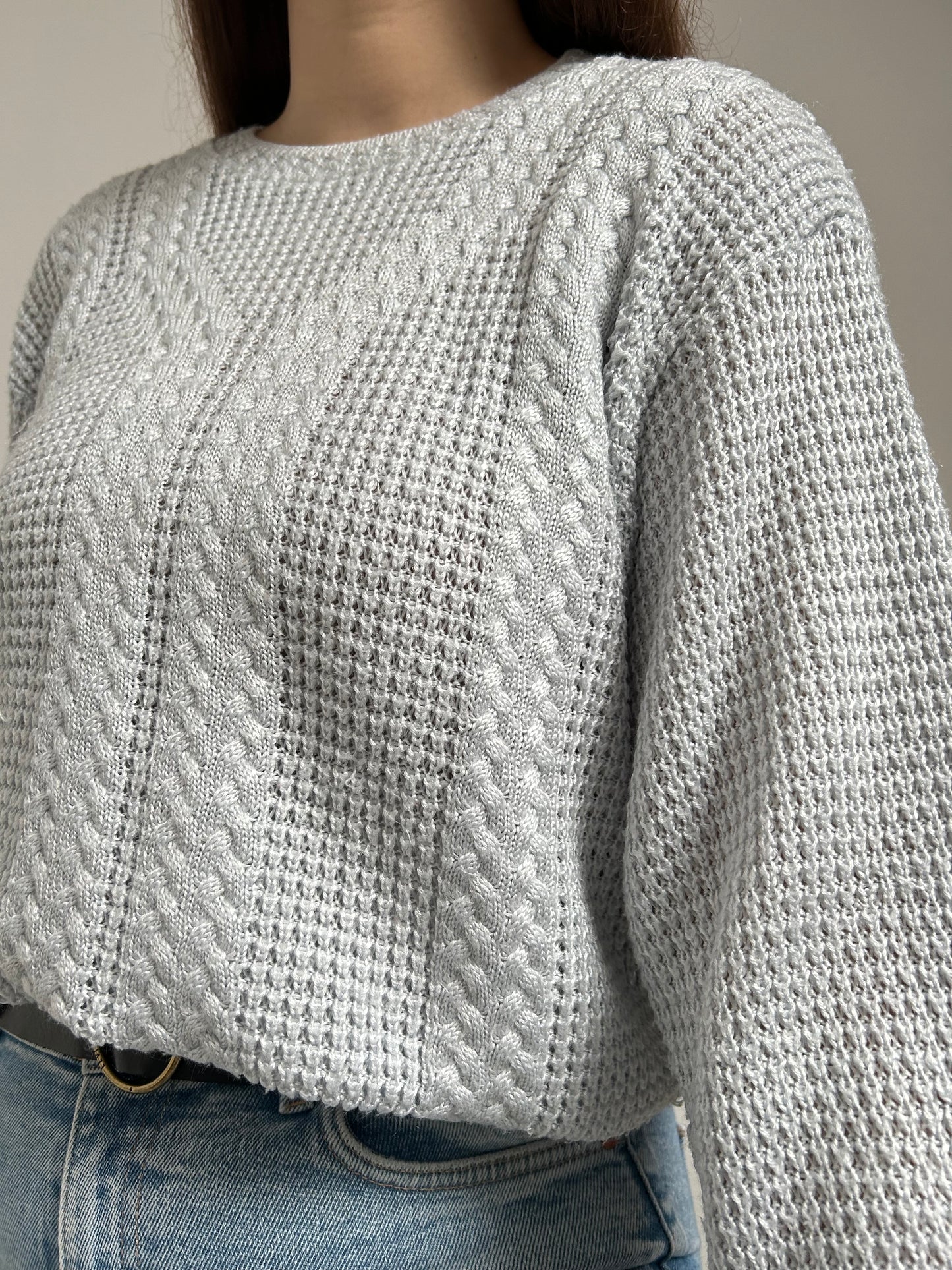 Pull effet crochet bleu clair 80s Taille 40