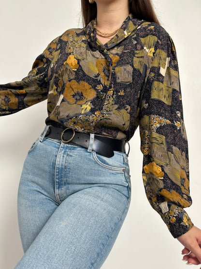 90s floral pattern oversized shirt Size 38/40