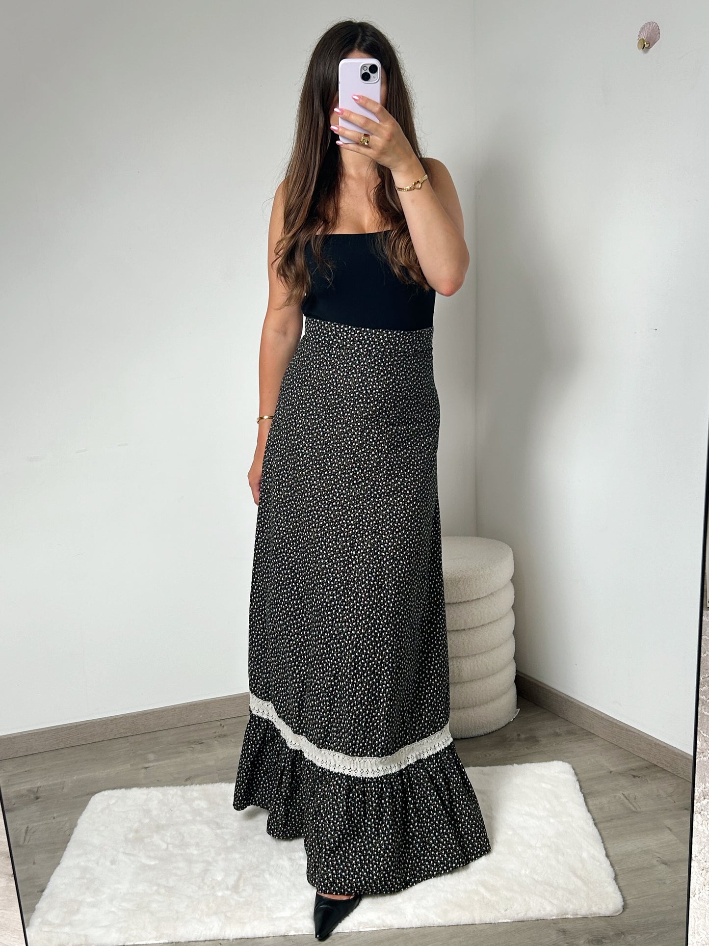 Maxi jupe bohème fleurie 70s Taille 36