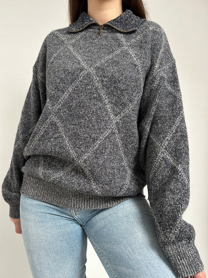 Pull gris col zippé 90s Taille 40