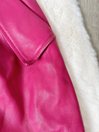 Jupe en cuir fushia 80s Taille 34