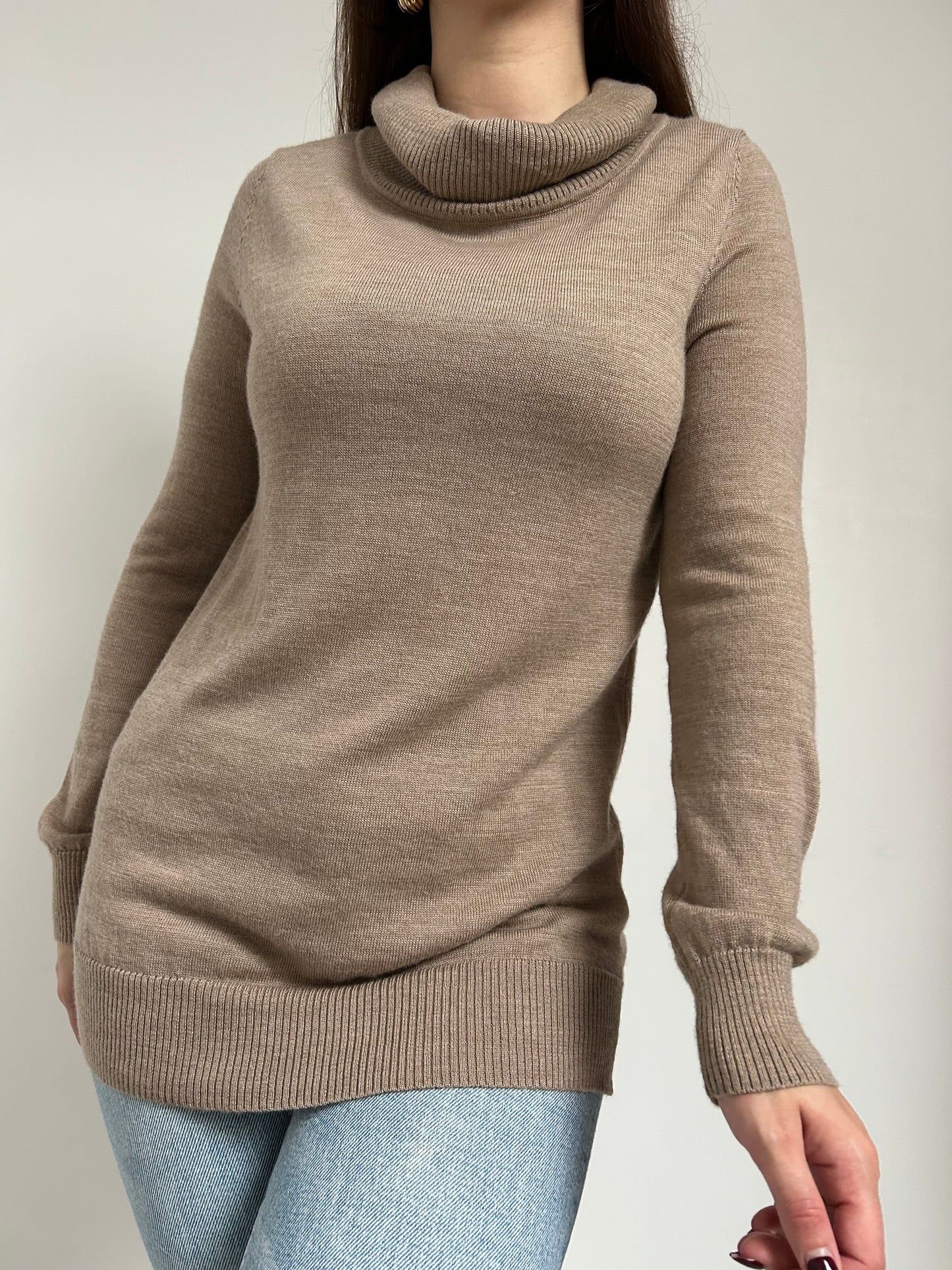 Pull col roulé beige 80s Taille 36