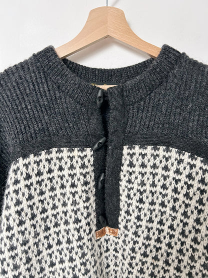 Pull islandais en maille grise et blanche vintage Taille 44