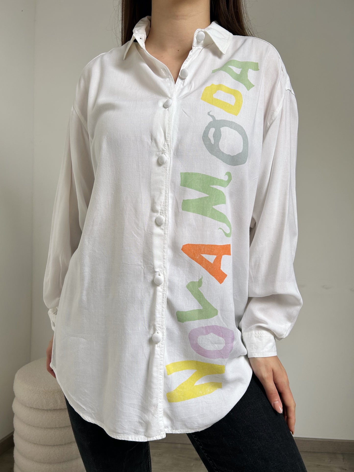 Chemise oversize à imprimé texte 90s Taille 40/42