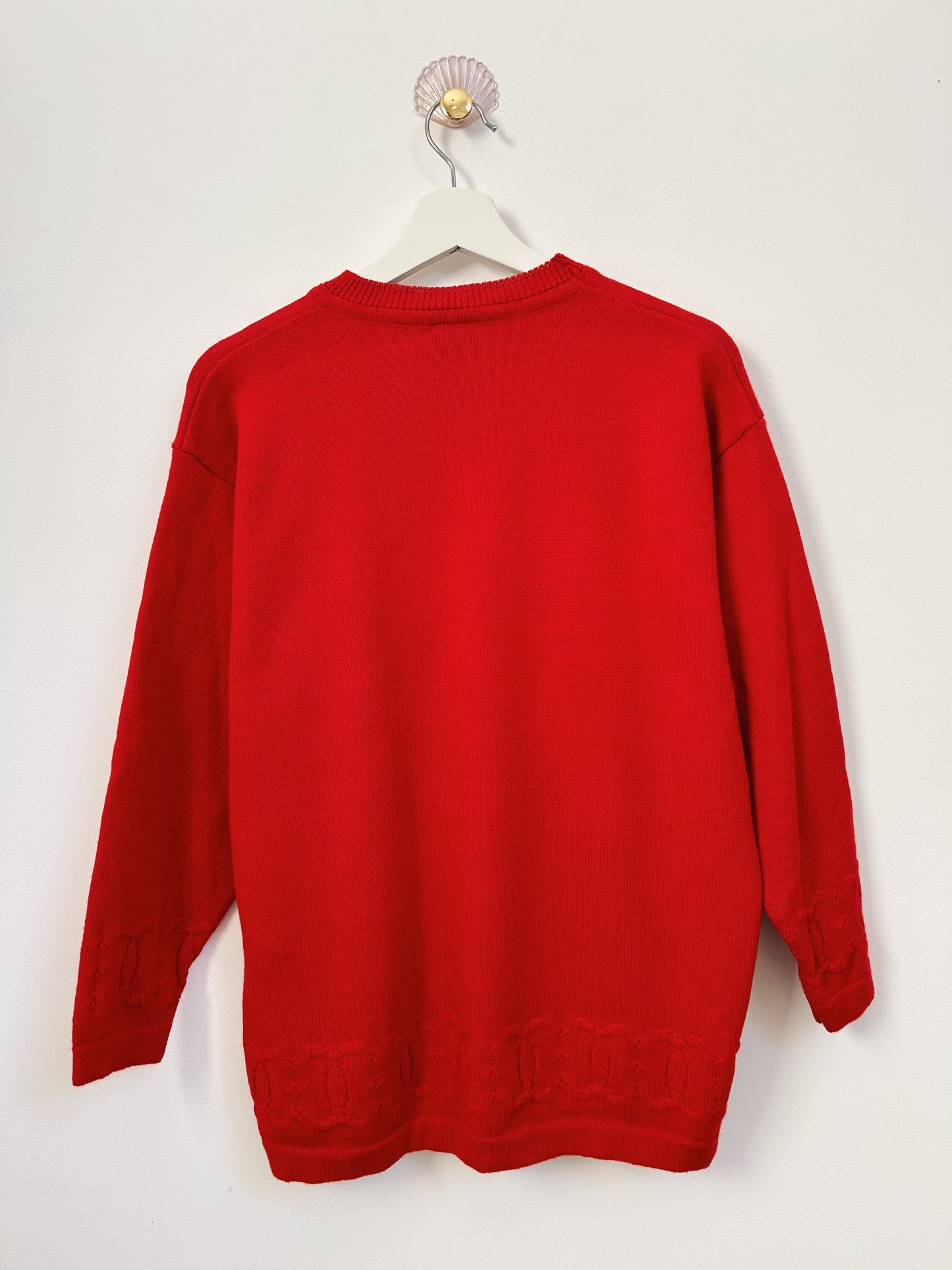 Pull rouge oversize brodé 90s Taille 38/40