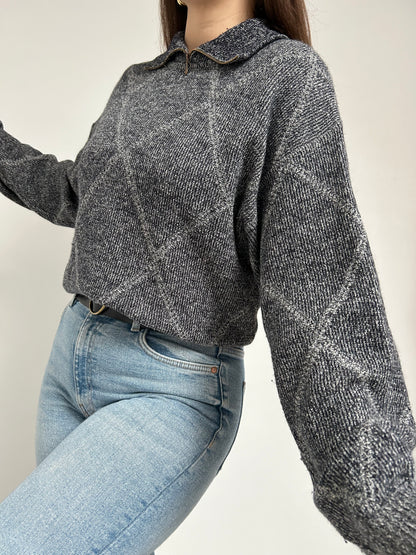 Pull gris col zippé 90s Taille 40