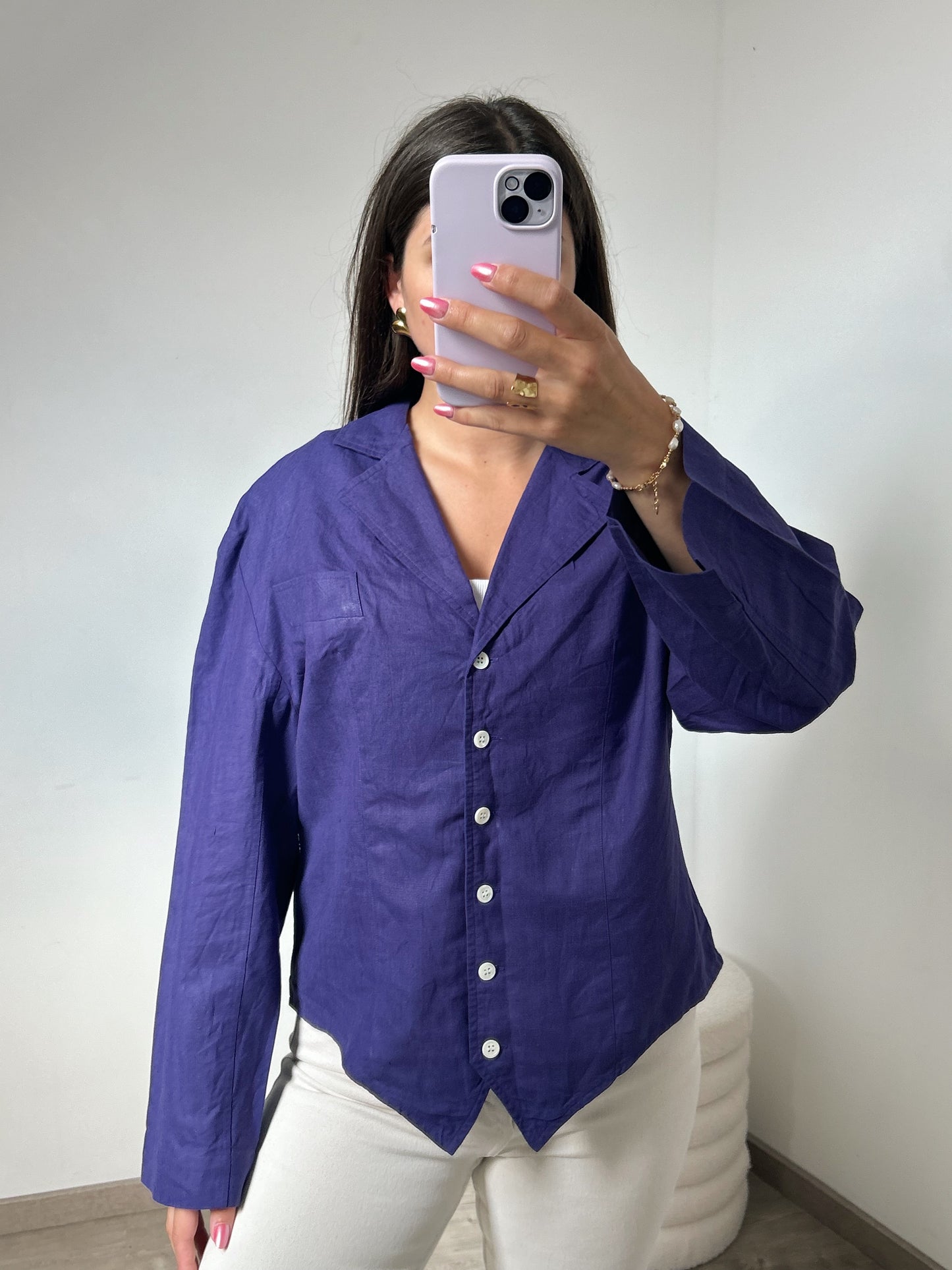 Chemise en lin violet 90s Taille 40