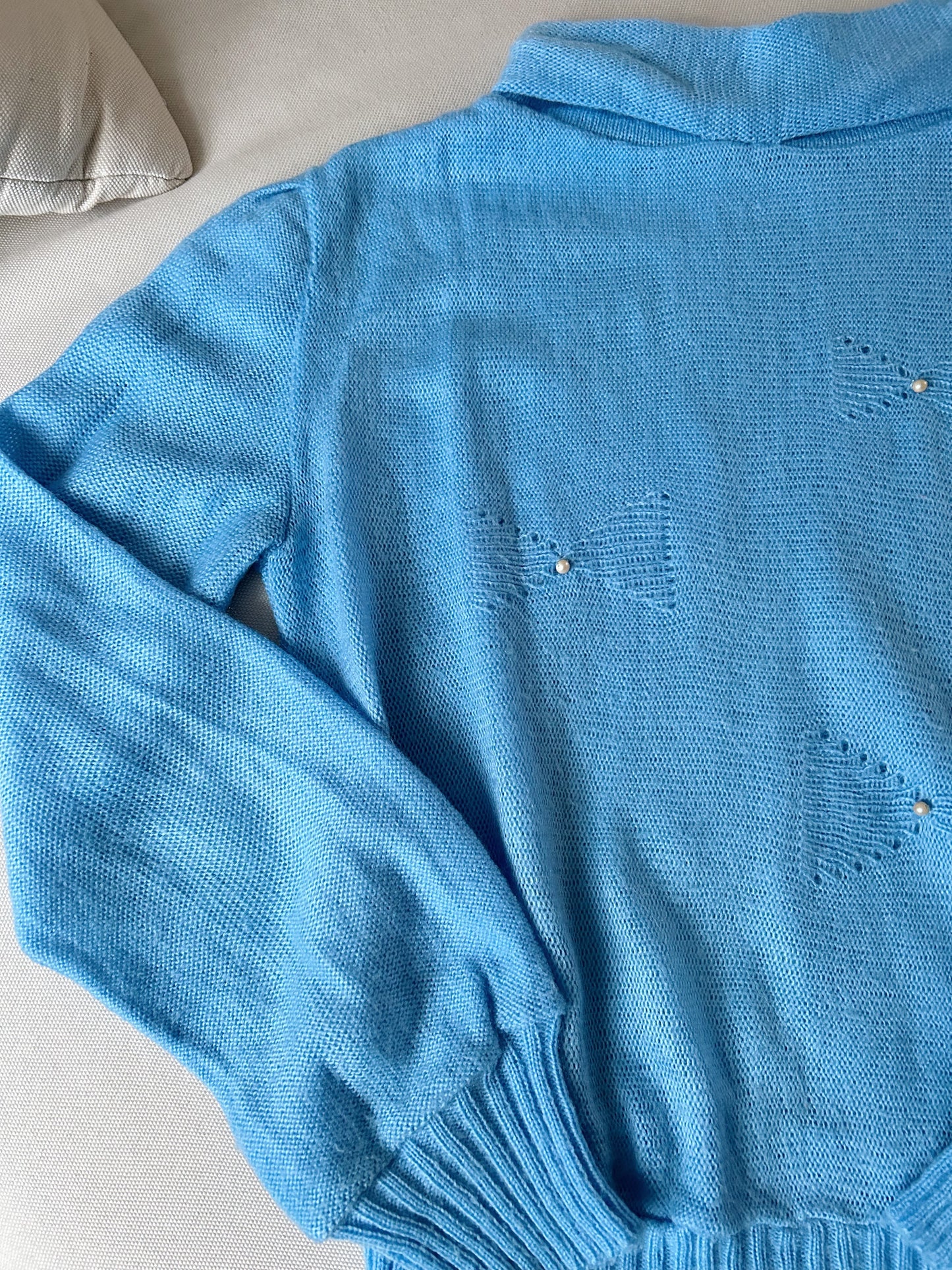 Pull col montant bleu 80s Taille 36/38