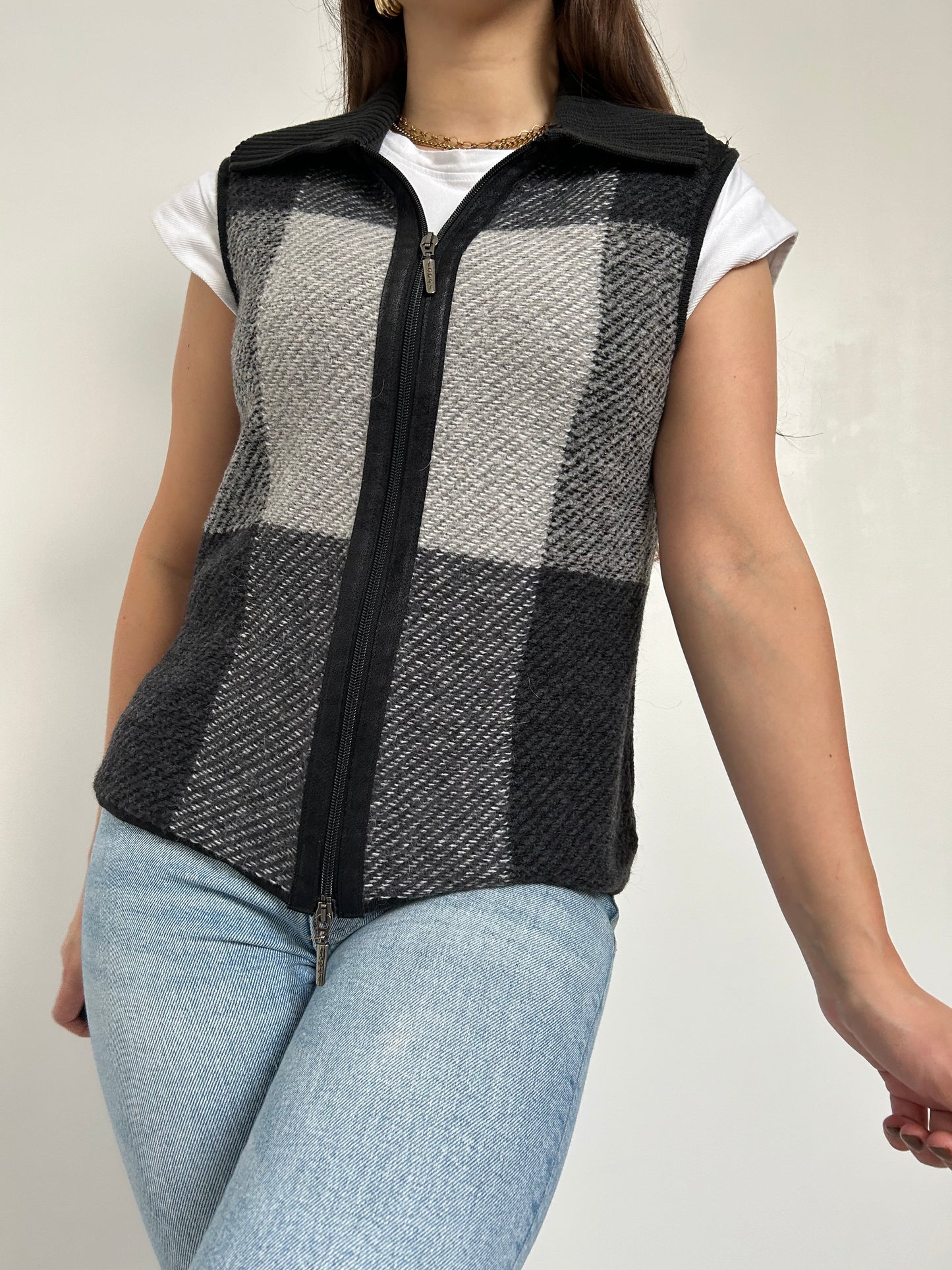 Gilet sans manches à carreaux 90s Taille 36