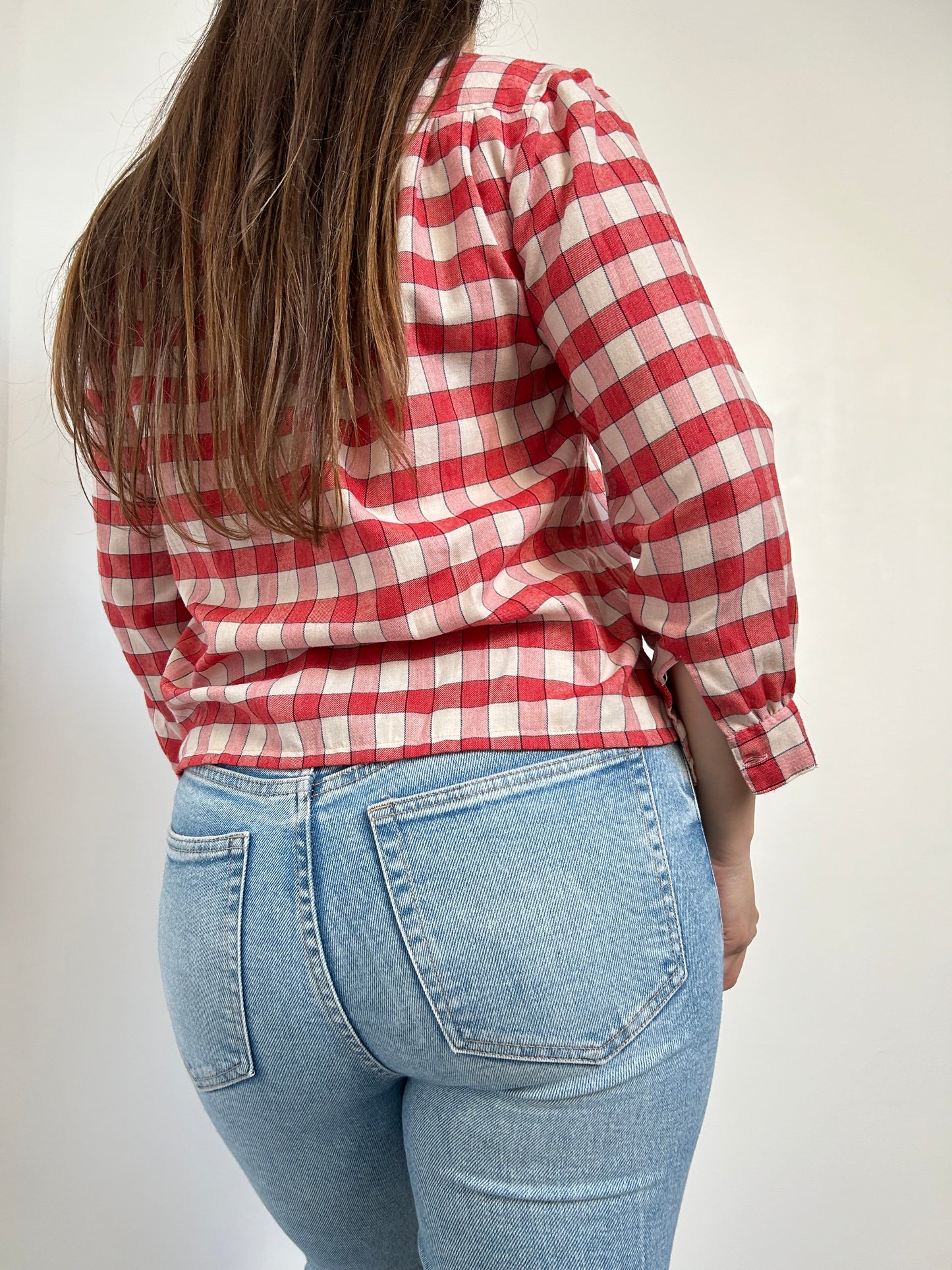 Chemise à carreaux rouges et blanc vintage Taille 36/38