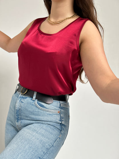 Top bordeaux satiné 90s Taille 38