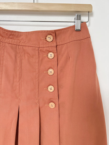 70s Coral Asymmetrical Button Skirt Size 34