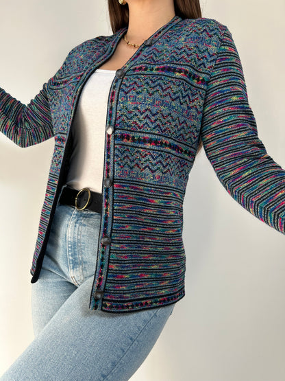 Gilet à motifs multicolores vintage Taille 36