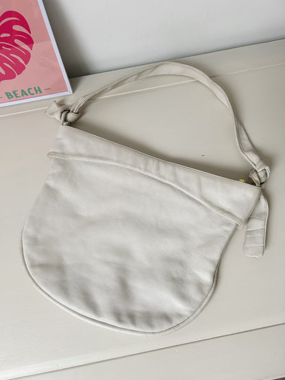 Sac à main blanc en cuir 70s