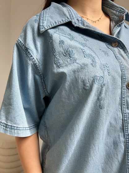 Chemise en jean brodée 90s Taille 40/42