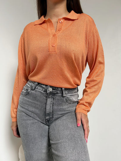 Pull col chemise orange 80s Taille 40/42