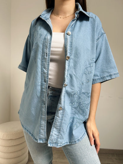 Chemise en jean brodée 90s Taille 40/42