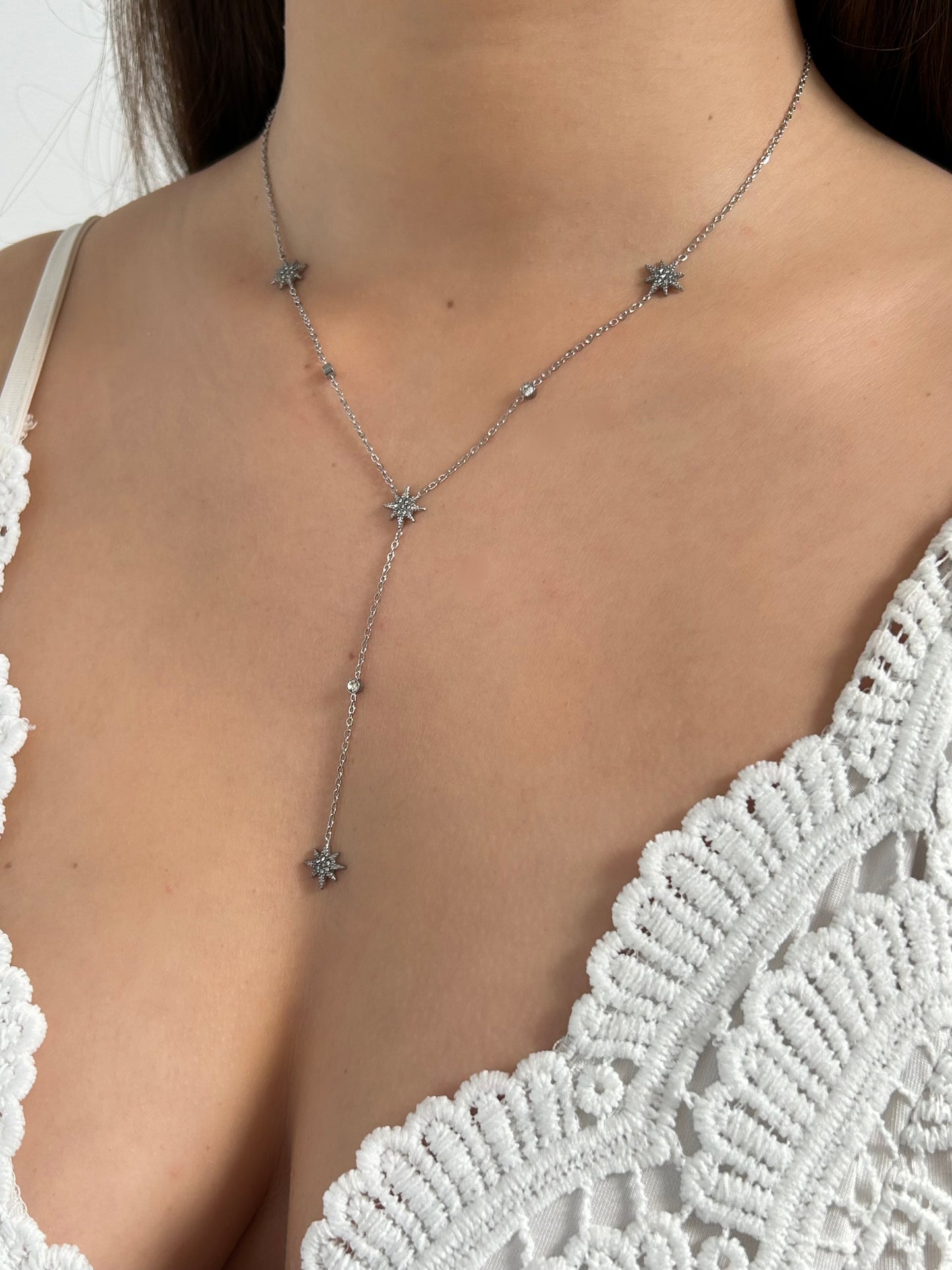 Collier long étoile du Nord Argenté | Acier inoxydable