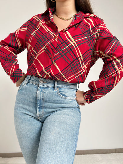 90s Red Plaid Shirt Size 38 to 42