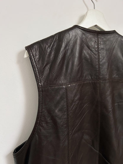 Dark brown leather vest 70s Size 38/40