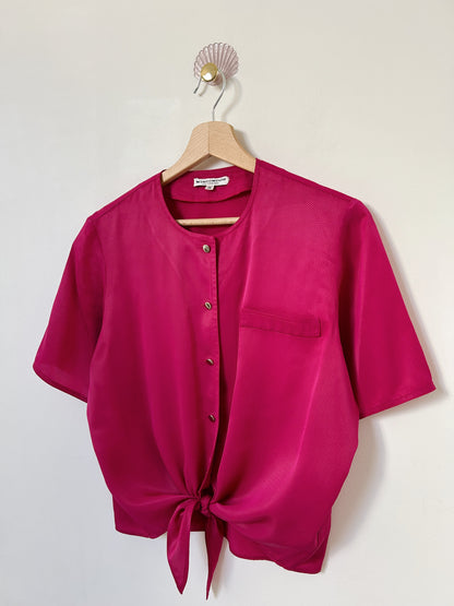 Chemise rose métallisée noire 90s Taille 36/38