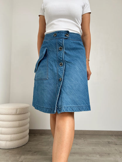 Jupe boutonnée en jean 70s Taille 40