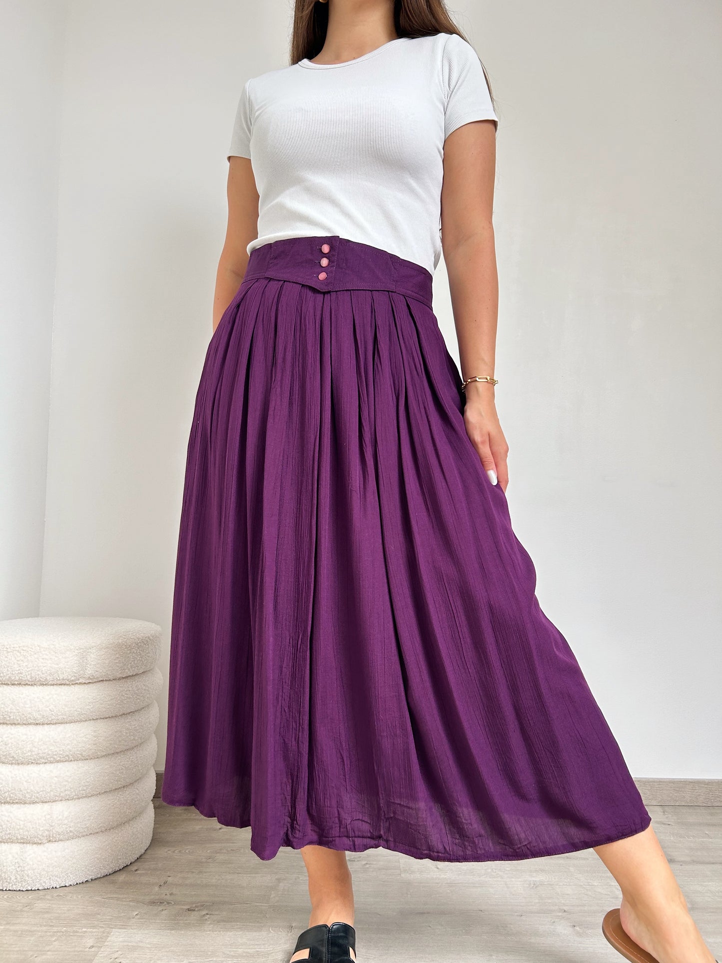 Jupe mauve évasée 70s Taille 40