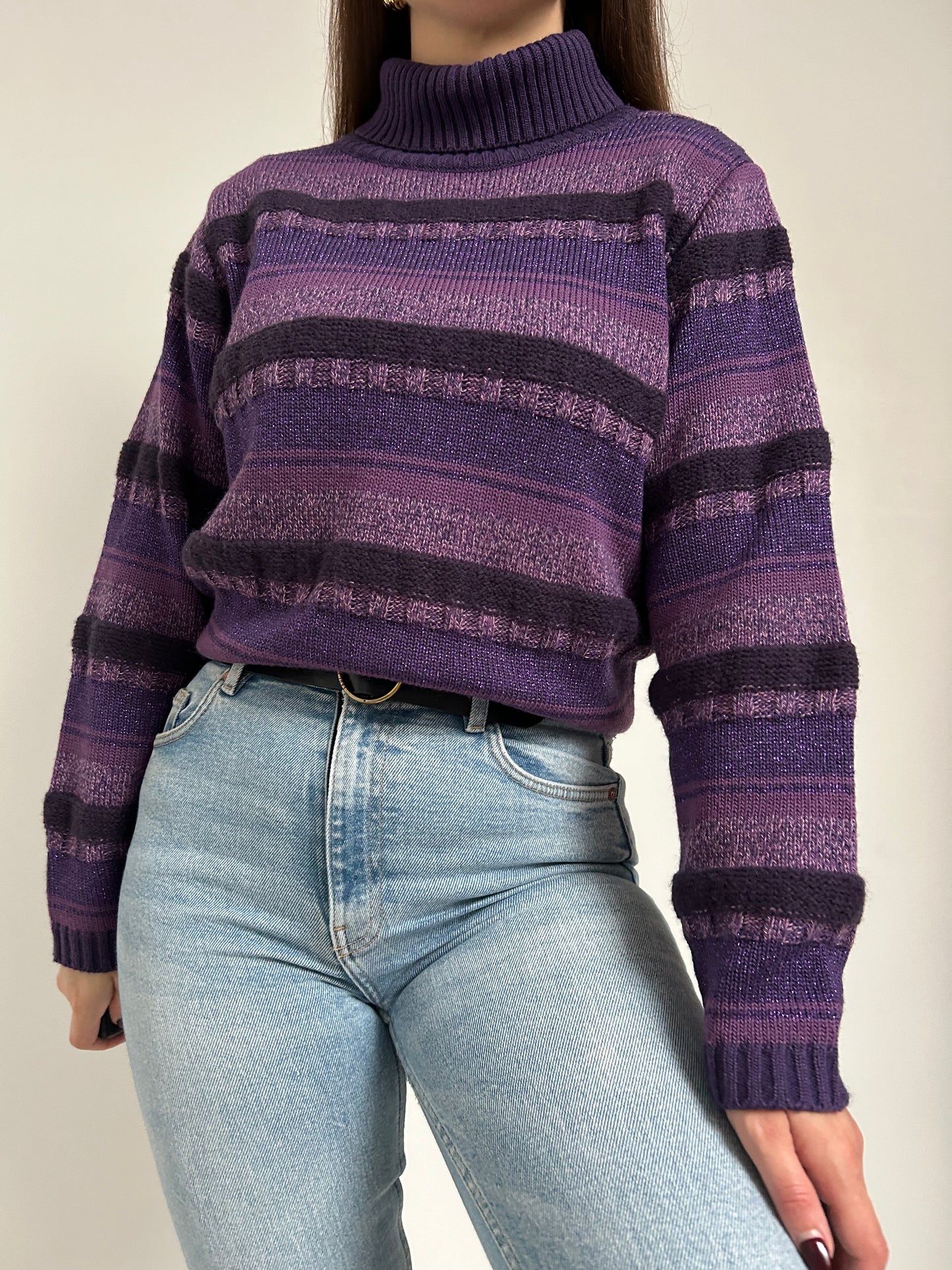 Pull oversize col roulé violet 90s Taille 38