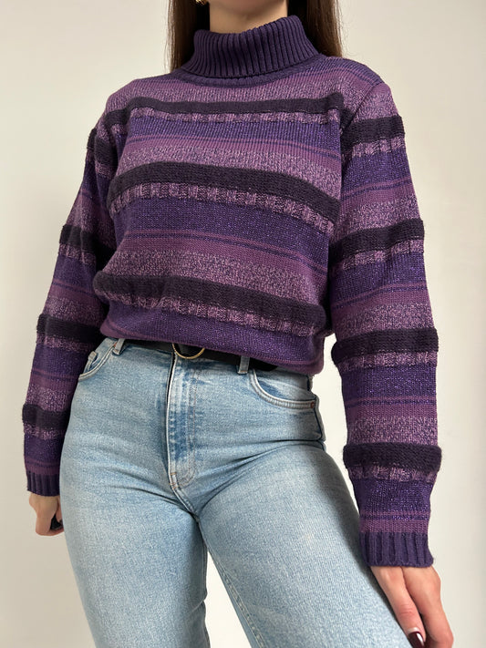 Pull oversize col roulé violet 90s Taille 38