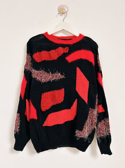 Pull oversize noir et rouge 90s Taille 38/40