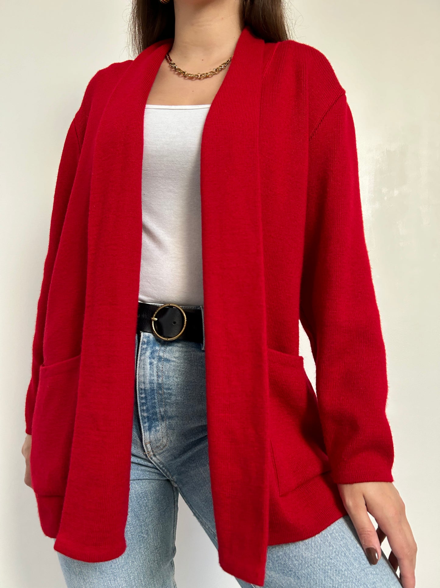 Long gilet rouge 90s Taille 42