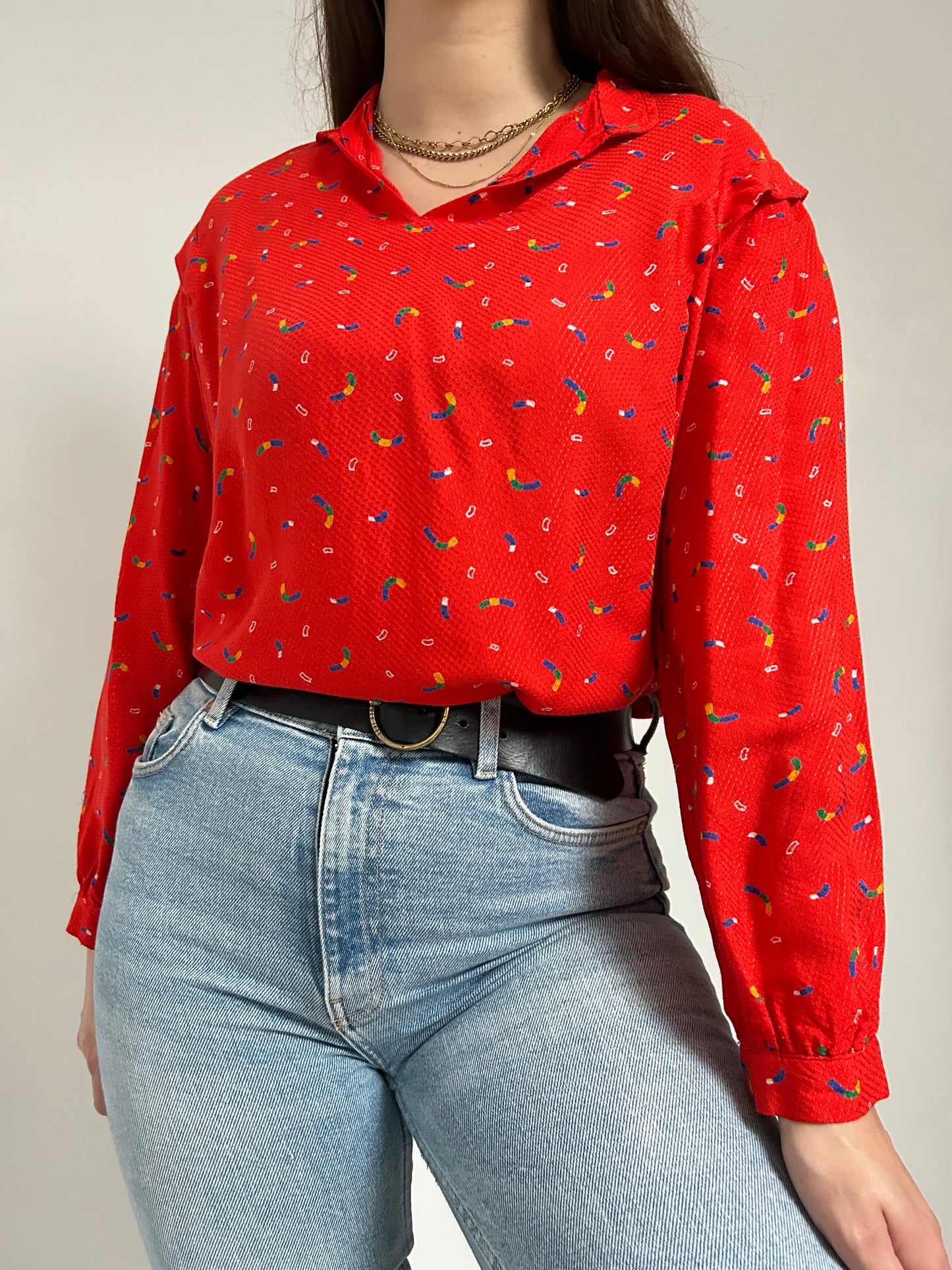 Chemise rouge à motifs 90s Taille 38/40