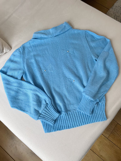 Pull col montant bleu 80s Taille 36/38