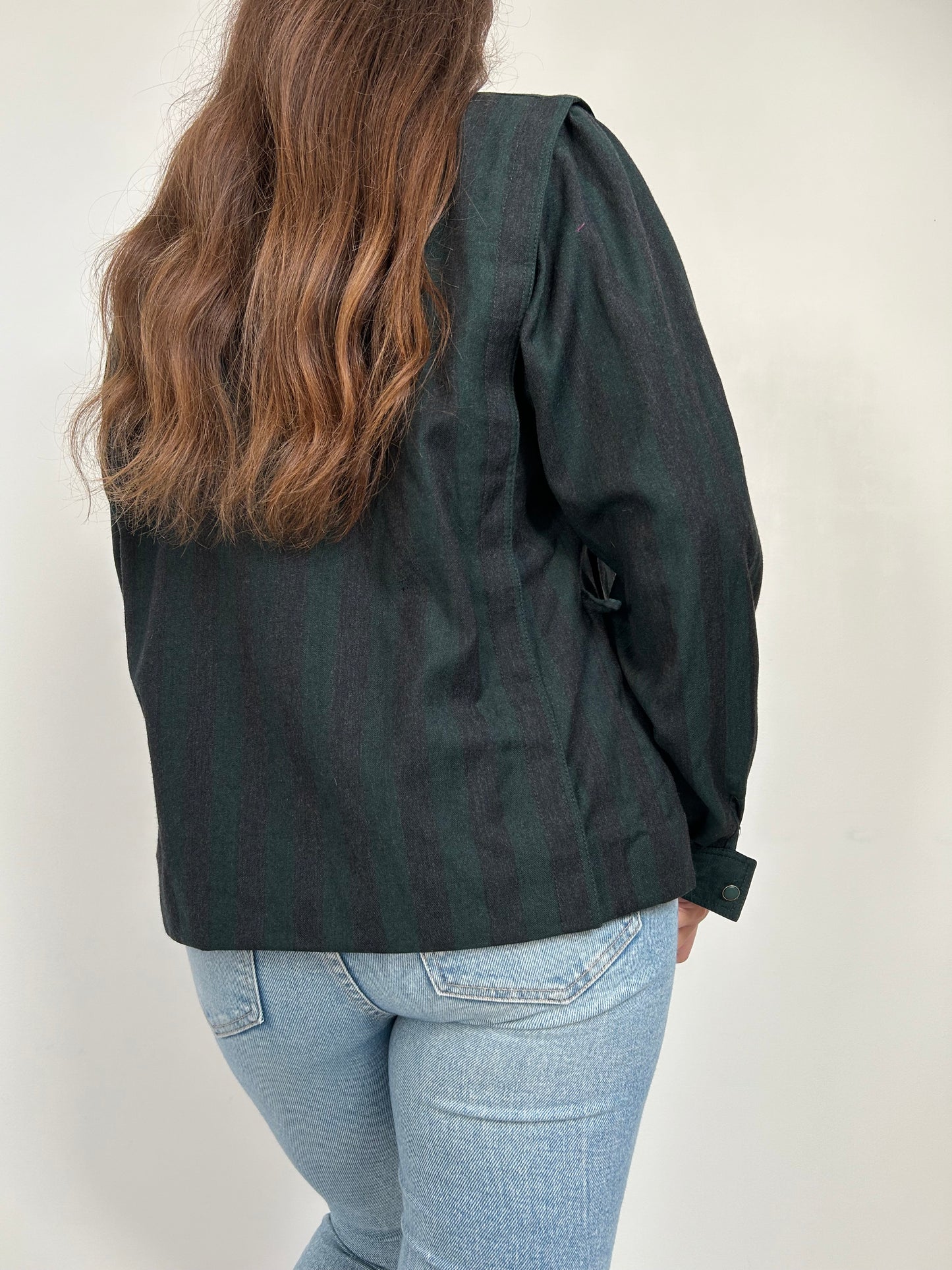 Veste blazer à rayures vertes et noires 90s Taille 40