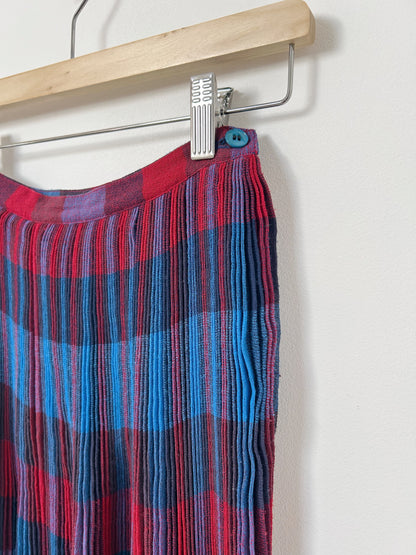 Long pleated plaid skirt 80s Size 34