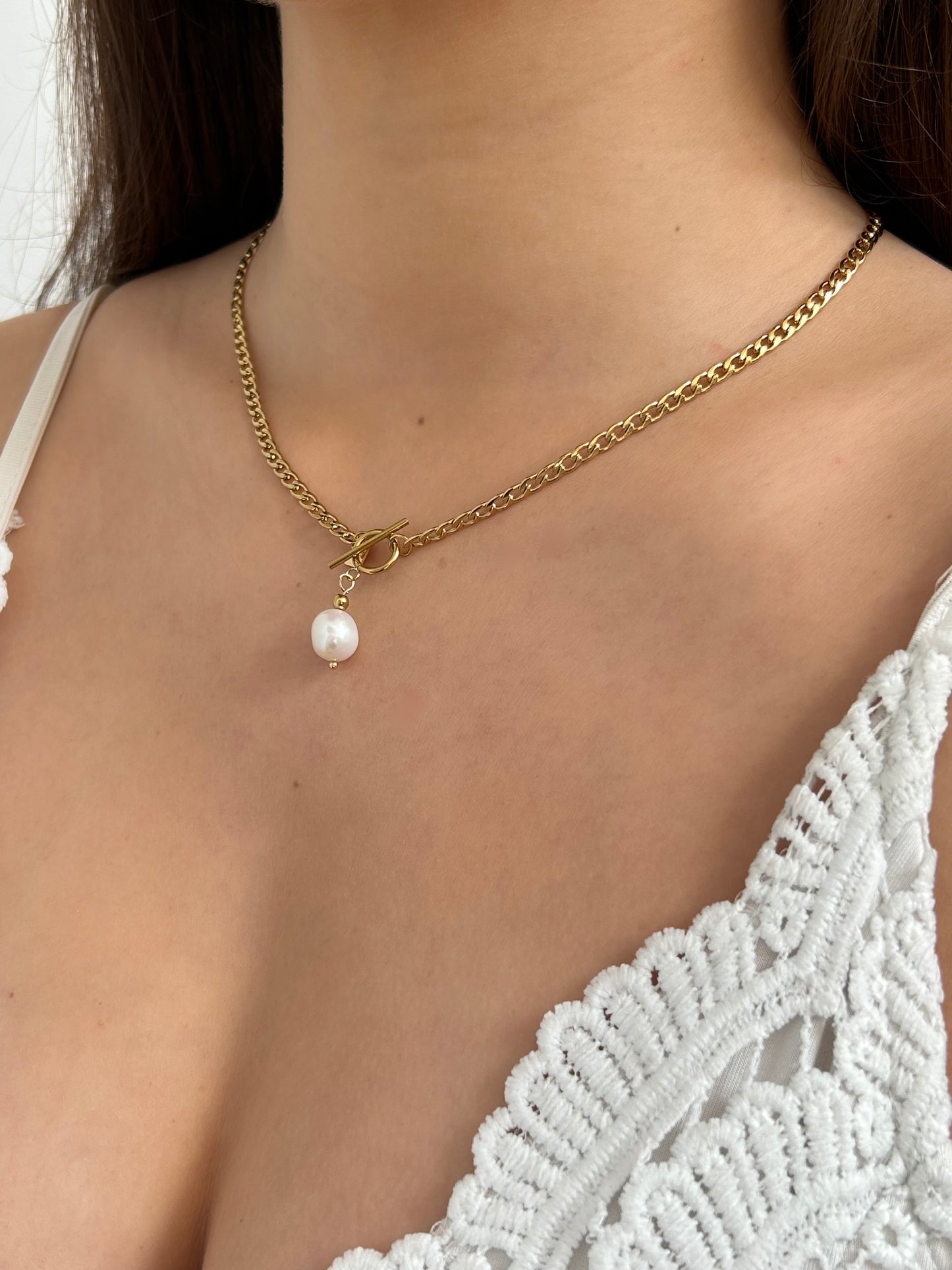 Collier Perla | Acier inoxydable et perle d’eau douce