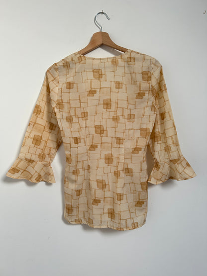 Beige 70s geometric patterned shirt Size 34