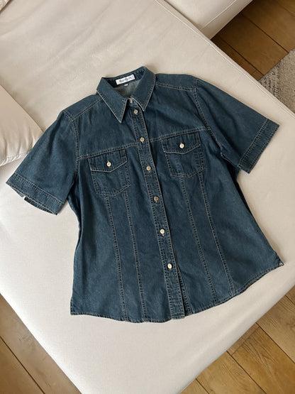 Chemise en jean manches courtes 90s Taille 38