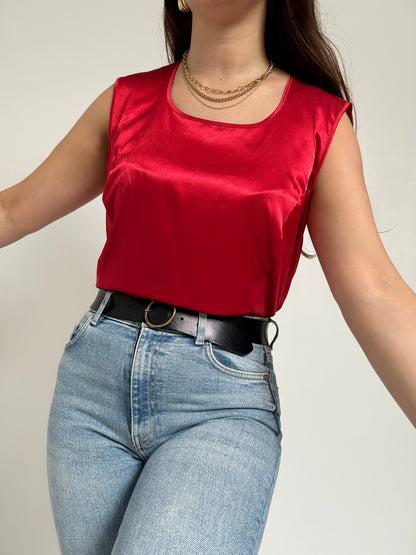 Top rouge satiné 90s Taille 38