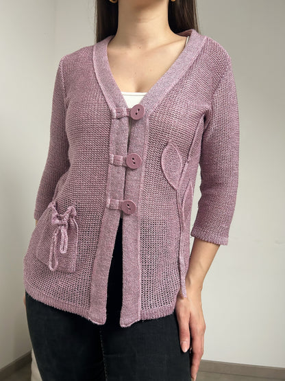 Cardigan en crochet mauve 90s Taille 38